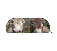 ESASAM Funny Donkeys Leather Semi-Circular Storage Bag, Semi-Circular Shape, Simple and Fashionable