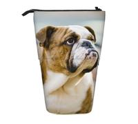 ESASAM Funny English Bulldog Vertical Retractable Pencil Case, Easy to Use, Adjustable Size According to Needs