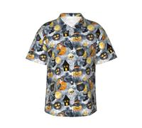 ESASAM Funny Halloween Decor Witch Men's Hawaiian Shirt â€“ Tropical Print Button Down Short Sleeve Beach Shirt, Beach Party Shirt, Vacation Shirt, Short Sleeve Shirt, Casual Shirt