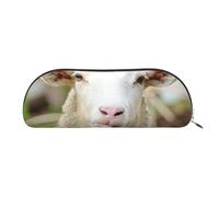 ESASAM Funny Naughty Sheep Tongue Cute Animal Leather Semi-Circular Storage Bag, Semi-Circular Shape, Simple and Fashionable