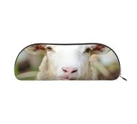 ESASAM Funny Naughty Sheep Tongue Cute Animal Leather Semi-Circular Storage Bag, Semi-Circular Shape, Simple and Fashionable