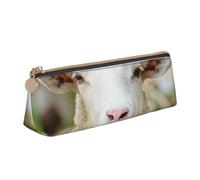ESASAM Funny Naughty Sheep Tongue Cute Animal Leather Triangular Pencil Case, Lightweight and Cute, with Large Capacity