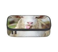 ESASAM Funny Naughty Sheep Tongue Cute Animal Print Pencil Case Spacious Oxford Cloth Storage with Multiple Compartments