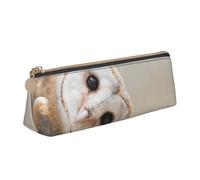 ESASAM Funny Owl Leather Triangular Pencil Case, Lightweight and Cute, with Large Capacity