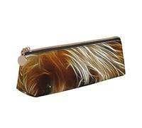 ESASAM Funny Yorkie Leather Triangular Pencil Case, Lightweight and Cute, with Large Capacity