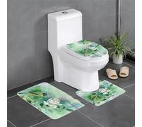 ESASAM Gardenia Flowers Birds Print Stylish And Durable 3 Piece Bathroom Rugs Set – Soft And Comfortable Flannel Fabric