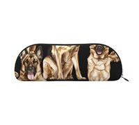 ESASAM German Shepherd Leather Semi-Circular Storage Bag, Semi-Circular Shape, Simple and Fashionable