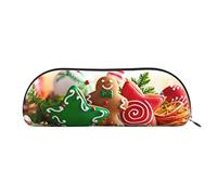 ESASAM Gingerbread Man Candy Leather Semi-Circular Storage Bag, Semi-Circular Shape, Simple and Fashionable