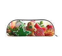 ESASAM Gingerbread Man Candy Leather Semi-Circular Storage Bag, Semi-Circular Shape, Simple and Fashionable