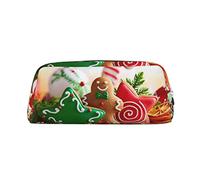 ESASAM Gingerbread Man Candy Leather Zipper Three-Dimensional Pencil Case, Simple and Elegant, Fashionable and Practical