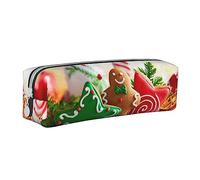 ESASAM Gingerbread Man Candy Leather Zipper Three-Dimensional Pencil Case, Simple and Elegant, Fashionable and Practical