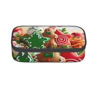 ESASAM Gingerbread Man Candy Print Pencil Case Spacious Oxford Cloth Storage with Multiple Compartments