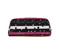 ESASAM Glitter Rainbow Polka Dot Stripe Black and White 3 Leather Zipper Three-Dimensional Pencil Case, Simple and Elegant, Fashionable and Practical