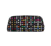 ESASAM Glitter Rainbow Polka Dot Stripe Black and White 4 Leather Zipper Three-Dimensional Pencil Case, Simple and Elegant, Fashionable and Practical