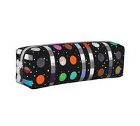 ESASAM Glitter Rainbow Polka Dot Stripe Black and White 4 Leather Zipper Three-Dimensional Pencil Case, Simple and Elegant, Fashionable and Practical