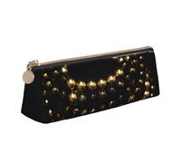 ESASAM Gold Black Leather Triangular Pencil Case, Lightweight and Cute, with Large Capacity