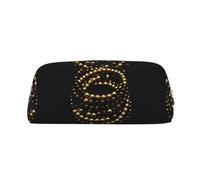 ESASAM Gold Black Leather Zipper Three-Dimensional Pencil Case, Simple and Elegant, Fashionable and Practical
