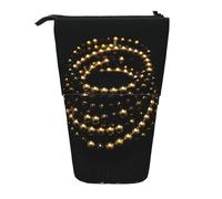 ESASAM Gold Black Vertical Retractable Pencil Case, Easy to Use, Adjustable Size According to Needs