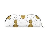ESASAM Gold Glitter Pineapples Fruit Leather Semi-Circular Storage Bag, Semi-Circular Shape, Simple and Fashionable