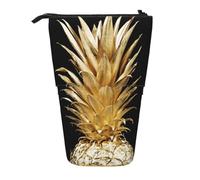 ESASAM Gold Pineapple Vertical Retractable Pencil Case, Easy to Use, Adjustable Size According to Needs