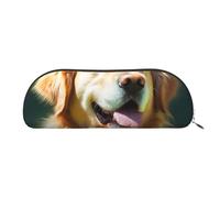 ESASAM Golden Retriever Dog Leather Semi-Circular Storage Bag, Semi-Circular Shape, Simple and Fashionable