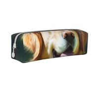 ESASAM Golden Retriever Dog Leather Zipper Three-Dimensional Pencil Case, Simple and Elegant, Fashionable and Practical