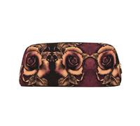 ESASAM Gothic Rose Leather Zipper Three-Dimensional Pencil Case, Simple and Elegant, Fashionable and Practical