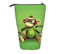 ESASAM Green Clever Monkey Vertical Retractable Pencil Case, Easy to Use, Adjustable Size According to Needs