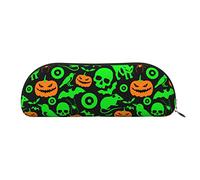 ESASAM Green Ghost Horror Halloween Pumpkin Leather Semi-Circular Storage Bag, Semi-Circular Shape, Simple and Fashionable