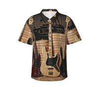 ESASAM Guitar Bass Music Musical Instruments Men's Hawaiian Shirt â€“ Tropical Print Button Down Short Sleeve Beach Shirt, Beach Party Shirt, Vacation Shirt, Short Sleeve Shirt, Casual Shirt