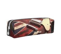 ESASAM Guitar British Flag Leather Zipper Three-Dimensional Pencil Case, Simple and Elegant, Fashionable and Practical