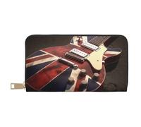ESASAM Guitar British Flag Long Imitation Leather Wallet, Stylish, Practical, and Durable