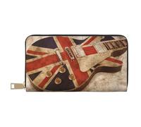 ESASAM Guitar British Flag Long Imitation Leather Wallet, Stylish, Practical, and Durable