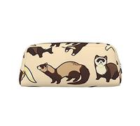 ESASAM Hairy Ferret Leather Zipper Three-Dimensional Pencil Case, Simple and Elegant, Fashionable and Practical