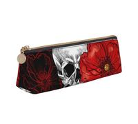 ESASAM Halloween Skull Leather Triangular Pencil Case, Lightweight and Cute, with Large Capacity