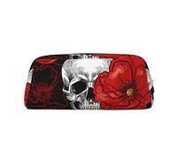ESASAM Halloween Skull Leather Zipper Three-Dimensional Pencil Case, Simple and Elegant, Fashionable and Practical