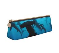 ESASAM Hammerhead Sharks Leather Triangular Pencil Case, Lightweight and Cute, with Large Capacity