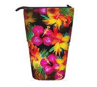 ESASAM Hawaiian Colorful Flower Vertical Retractable Pencil Case, Easy to Use, Adjustable Size According to Needs