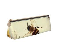 ESASAM Honey Bee Leather Triangular Pencil Case, Lightweight and Cute, with Large Capacity