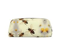 ESASAM Honey Bee Leather Zipper Three-Dimensional Pencil Case, Simple and Elegant, Fashionable and Practical