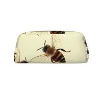 ESASAM Honey Bee Leather Zipper Three-Dimensional Pencil Case, Simple and Elegant, Fashionable and Practical
