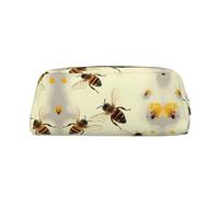 ESASAM Honey Bee Leather Zipper Three-Dimensional Pencil Case, Simple and Elegant, Fashionable and Practical