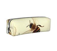 ESASAM Honey Bee Leather Zipper Three-Dimensional Pencil Case, Simple and Elegant, Fashionable and Practical