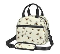 ESASAM Honey Bee Print Stylish Insulated Lunch Bag - Fashionable Carry and Crossbody Thermal Lunch Tote