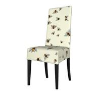 ESASAM Honey Bee Printed Dining Chair Protective Cover, Machine Washable, Suitable For Universal Armless Chairs