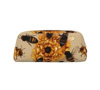 ESASAM Honey Bees Leather Zipper Three-Dimensional Pencil Case, Simple and Elegant, Fashionable and Practical
