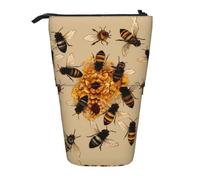 ESASAM Honey Bees Vertical Retractable Pencil Case, Easy to Use, Adjustable Size According to Needs