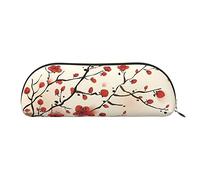 ESASAM Japanese Spring Plum Floral Leather Semi-Circular Storage Bag, Semi-Circular Shape, Simple and Fashionable