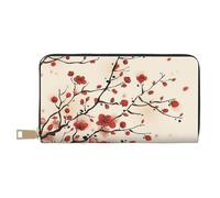 ESASAM Japanese Spring Plum Floral Long Imitation Leather Wallet, Stylish, Practical, and Durable