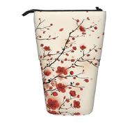 ESASAM Japanese Spring Plum Floral Vertical Retractable Pencil Case, Easy to Use, Adjustable Size According to Needs